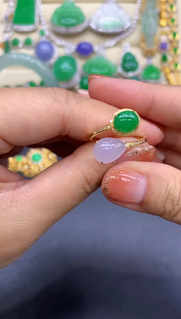 18K金镶嵌戒指翡翠145-中国好珍宝