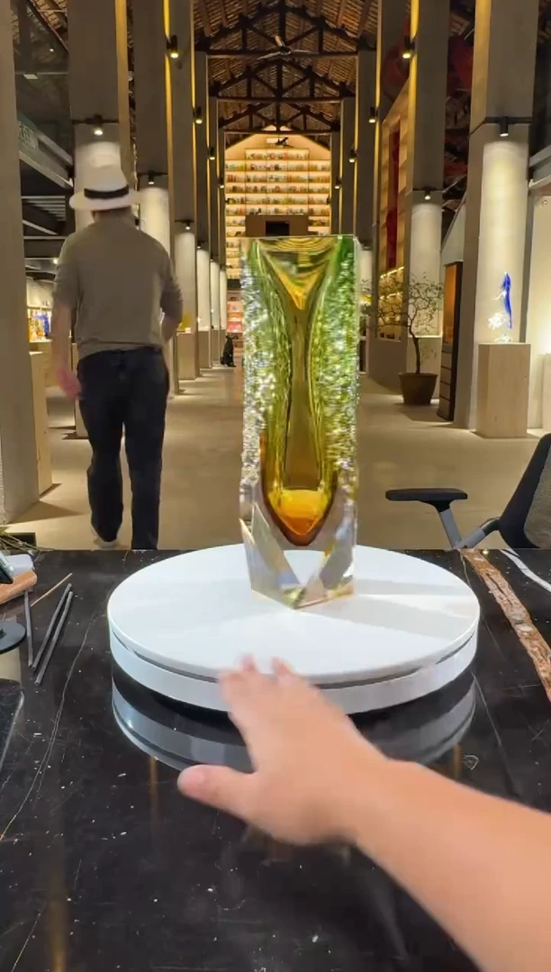 摆件CS0401029-2绿色琥珀金肌理纹艺术花器