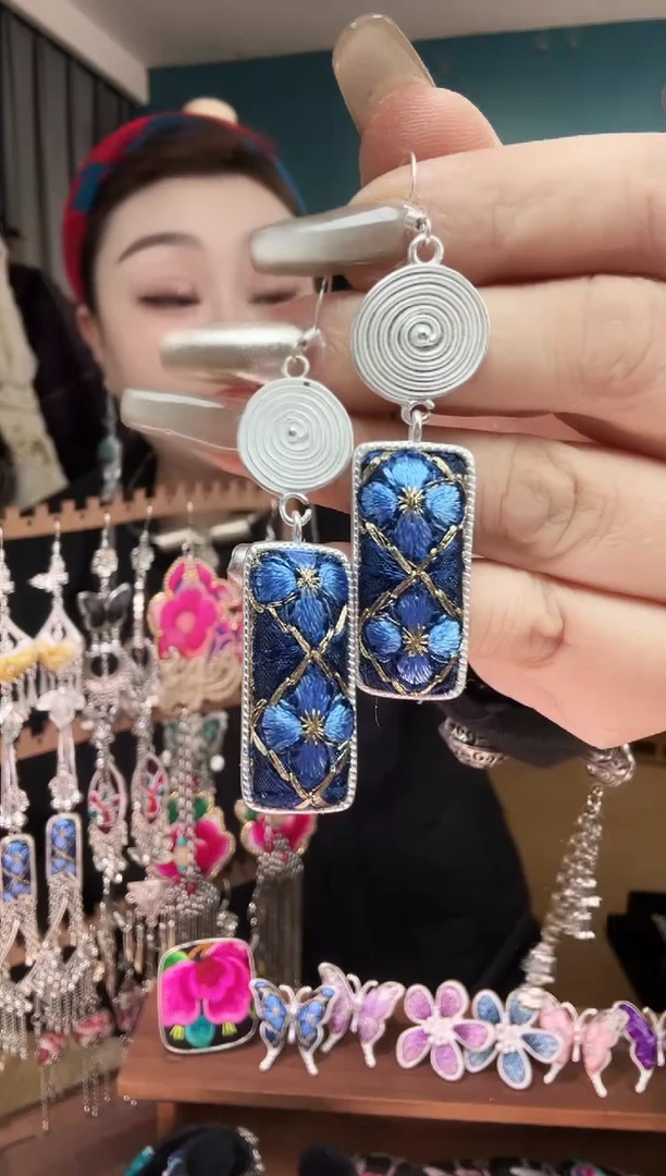 刺绣纯手工民族风刺绣耳环