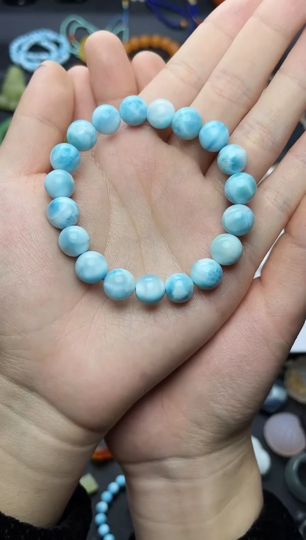 未镶嵌针钠钙石（海纹石）手串圆珠手串06