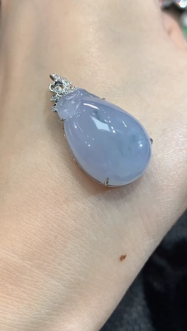吊坠(不含链)18K金镶嵌翡翠a10紫货有一定色差