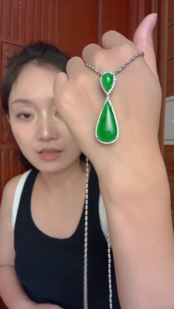 吊坠(不含链)银S925镶嵌翡翠吊坠