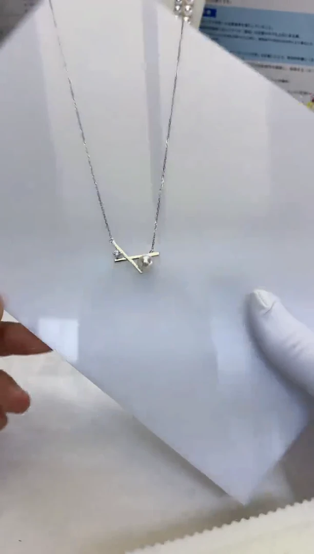 银S925镶嵌海水珍珠饰品错落平衡木套链