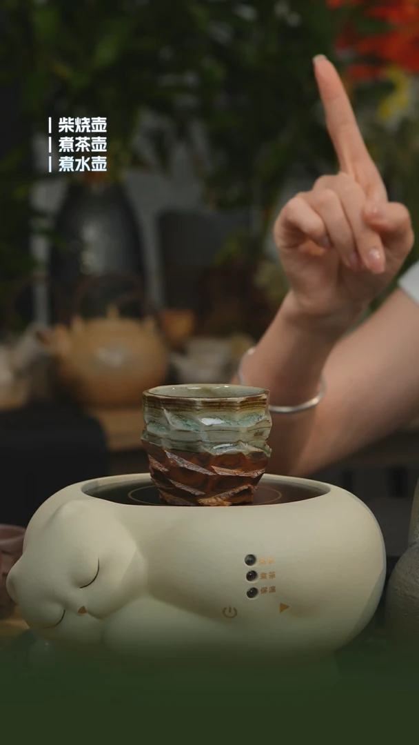 瓷片龙窑柴烧搅泥瓷胎一杯