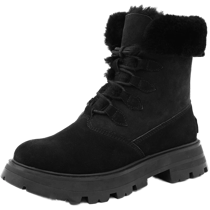 JUMBO/简帛【断码撤柜】羊皮毛一体马丁靴中筒加厚雪地靴3578