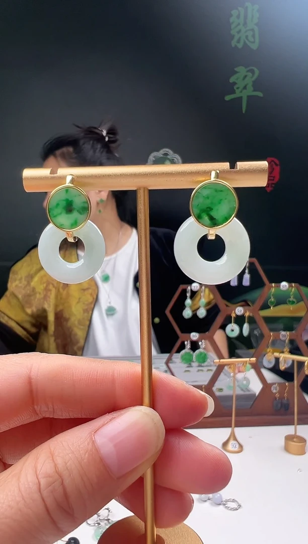 银S925镶嵌翡翠耳饰001