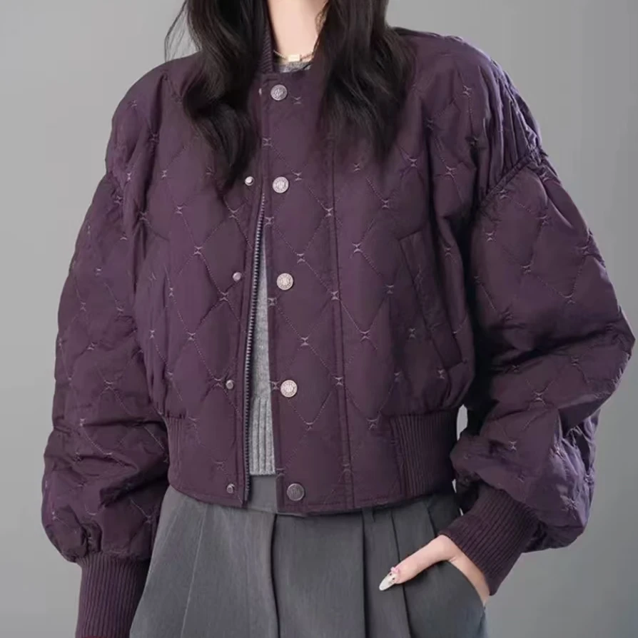 AMASS/阿玛施高能感新款休闲气质秋季菱格短款球外套5400844