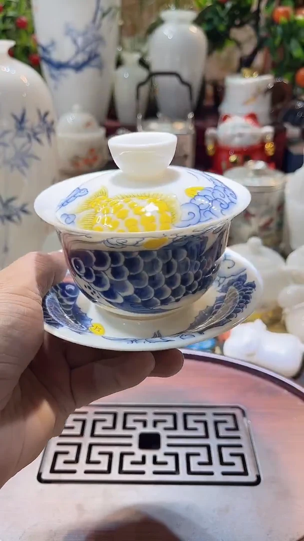 瓷片德艺茶器直播间@@龙鱼盖碗