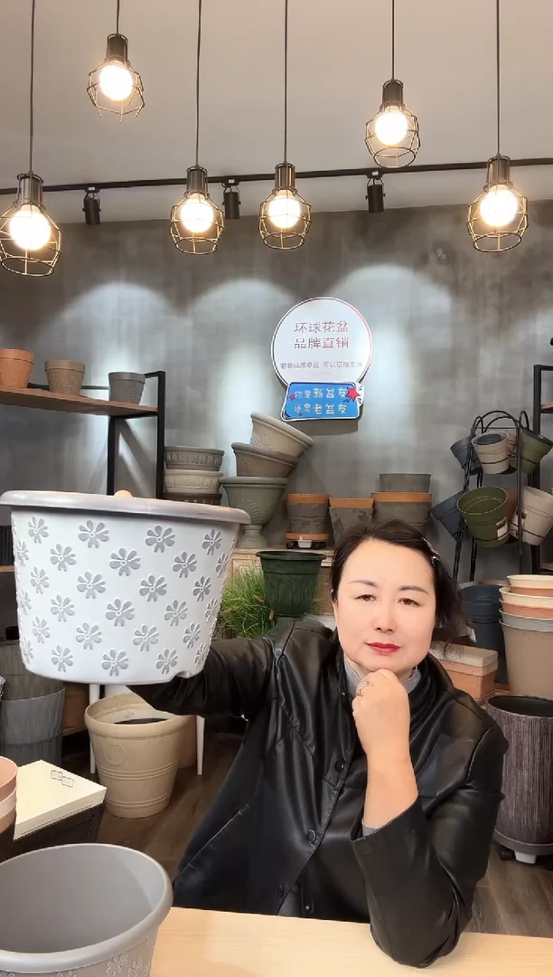 【闪购商品】塑料9寸鸢尾盆杏子白2只带托