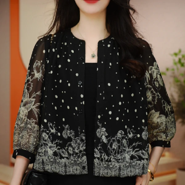 夏季新款高端新中式印花复古开衫可防晒时尚上衣女显瘦