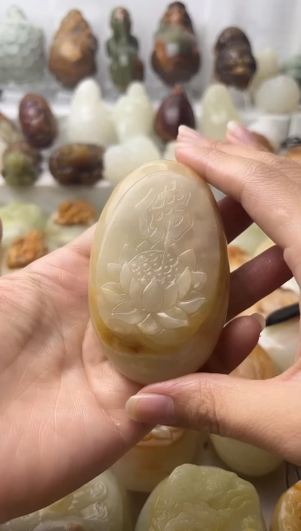 石材方解石棉纹正常不退换佛莲花