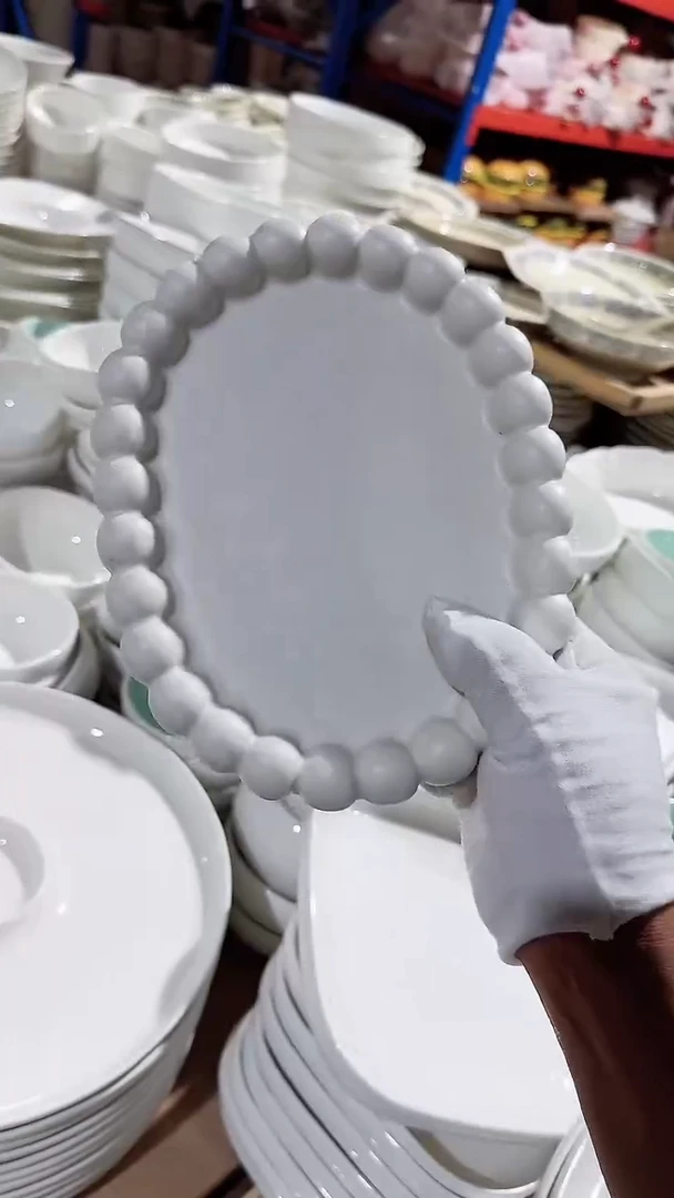 陶瓷珠点椭圆盘微瑕 凑满20元包邮