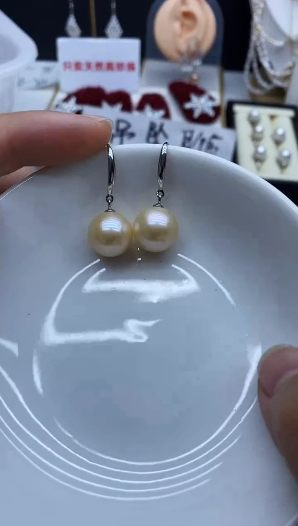 银S925镶嵌耳饰淡水珍珠耳钩多样性发其一