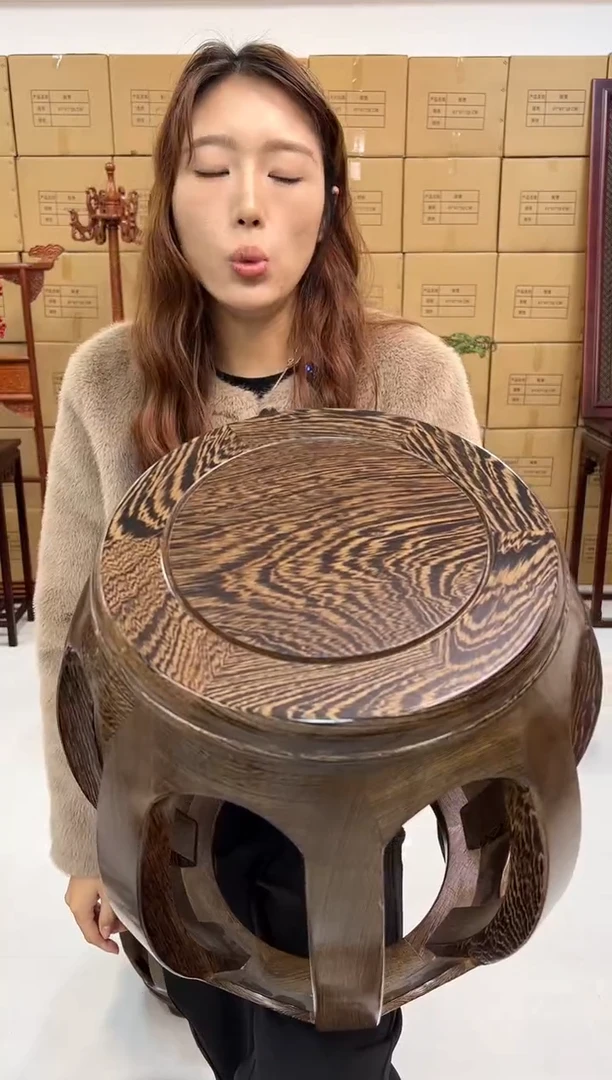 鸡翅木类家具鸡翅木大号鼓凳  假一赔四