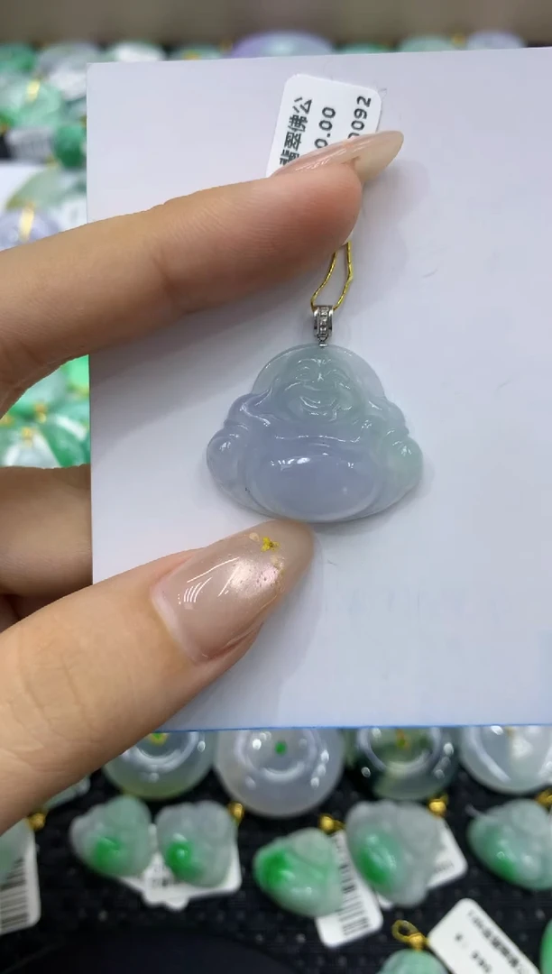 颈饰18K金镶嵌翡翠天然缅甸翡翠A货