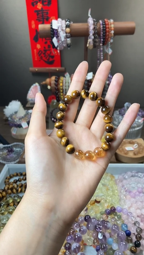 木变石（虎睛石）手链未镶嵌黄虎眼黄塔设计微瑕