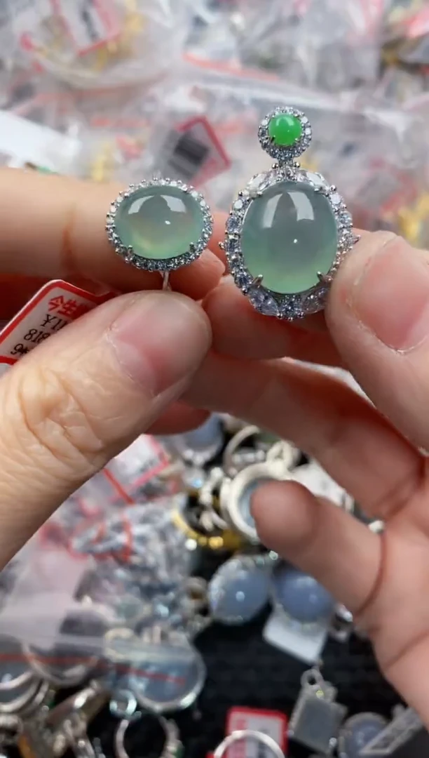 银S925镶嵌戒指翡翠6666-----2