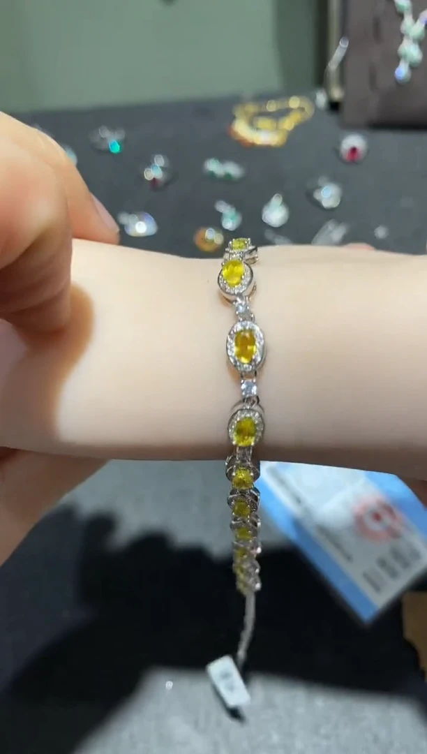 手链蓝宝石银S925镶嵌手链