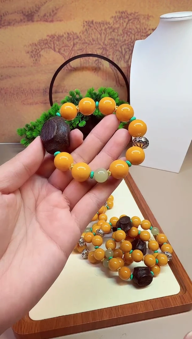 手链蜜蜡银S925镶嵌A97