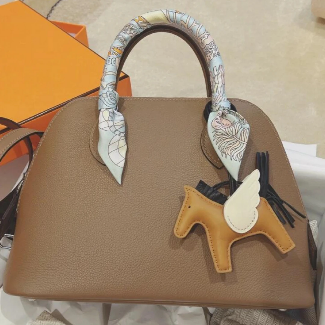 99新 Hermes/爱马仕 定金小花Jerry保龄球包 25 大象灰 K 银扣