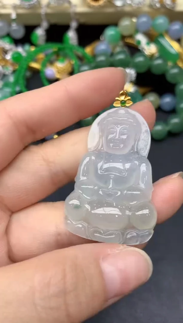 颈饰18K金镶嵌翡翠196-雪姐翡翠天天见