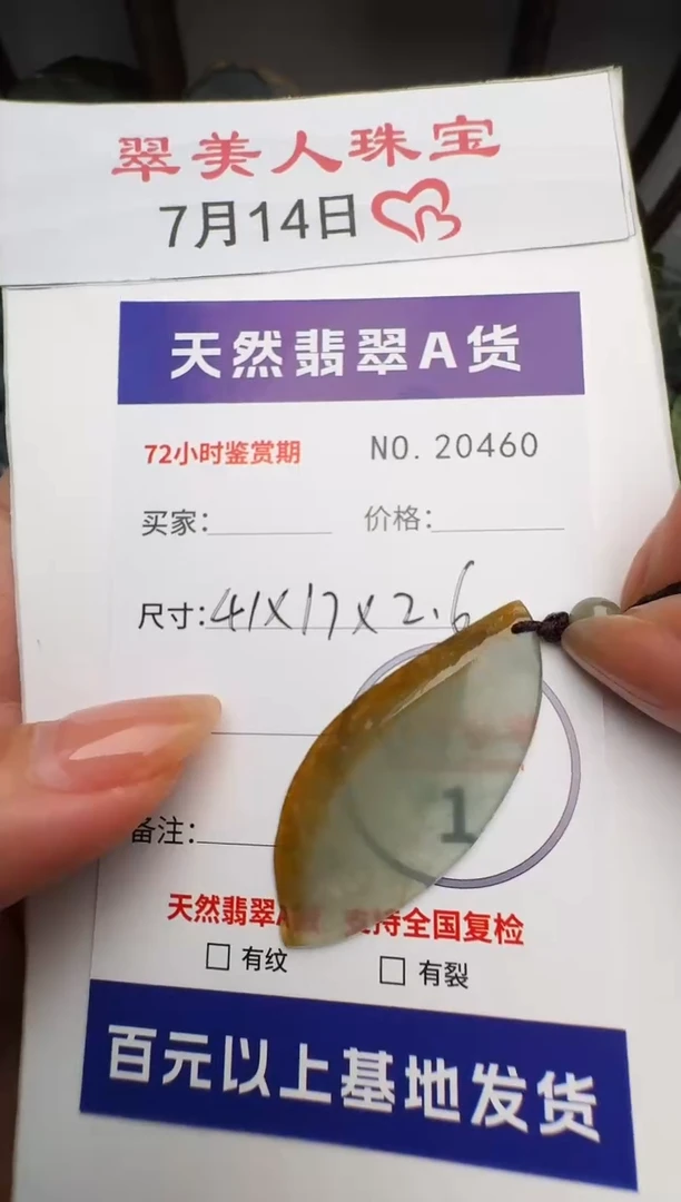 翡翠未镶嵌颈饰原石20460