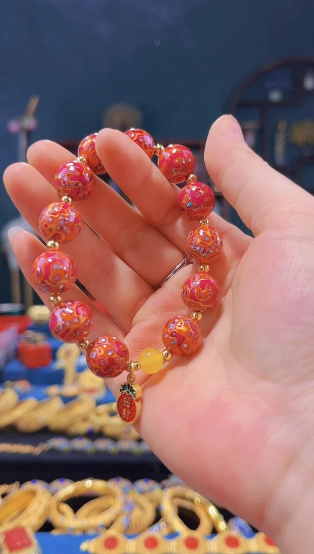 【闪购商品】非遗绝技 犀皮漆手串 橙红