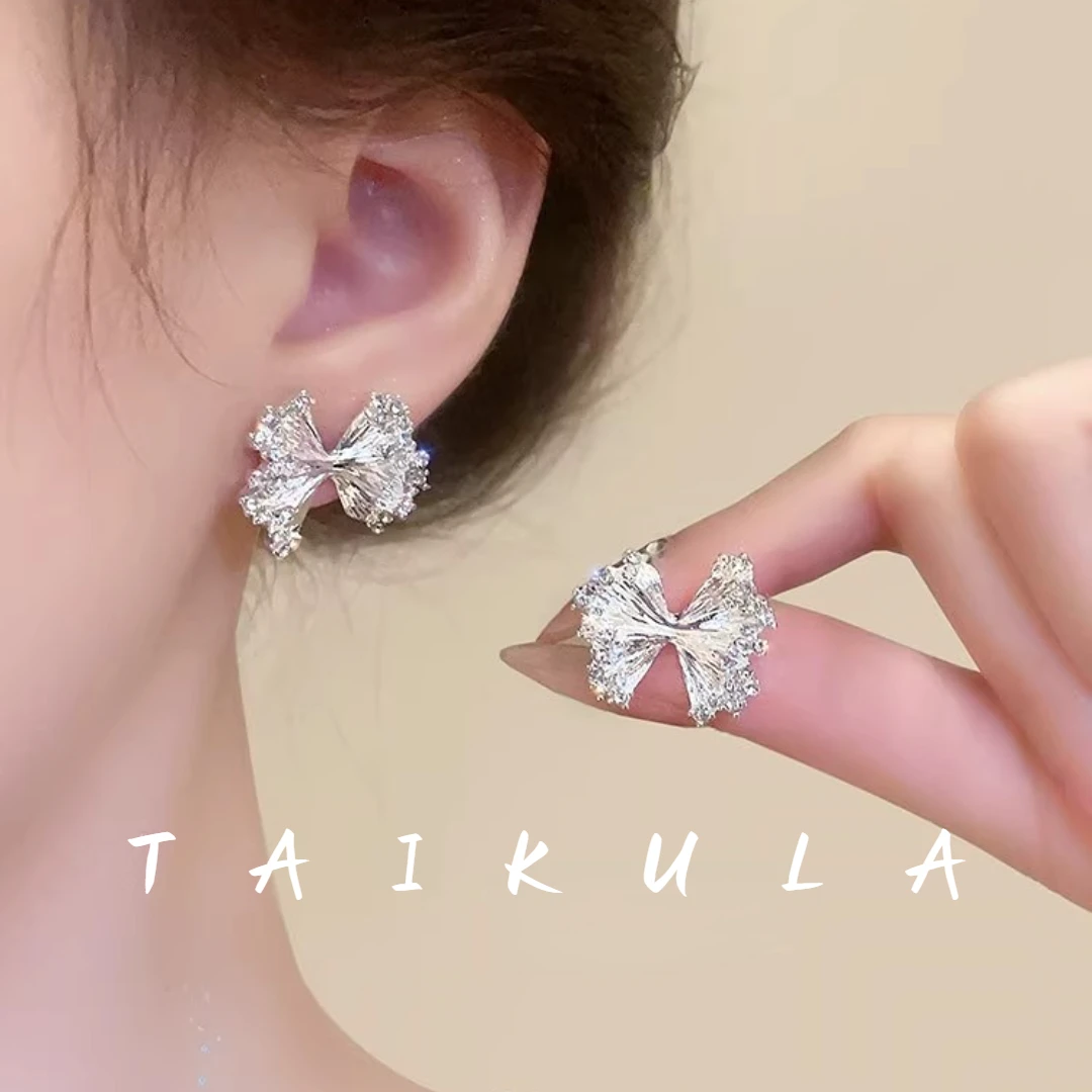 超仙蝴蝶结耳钉女小众设计感精致耳环时尚气质耳饰轻奢小众高级感