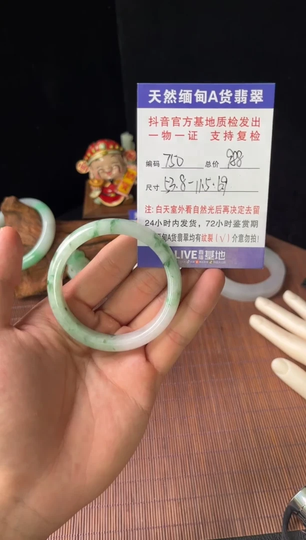 未镶嵌手镯翡翠圈口53.8编号750