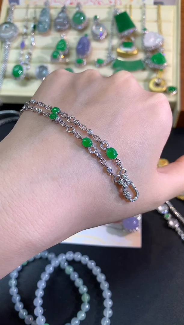 项链18K金镶嵌翡翠项链|9800