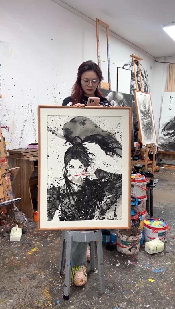 【闪购商品】丙烯画尘薇老师花木兰精装裱