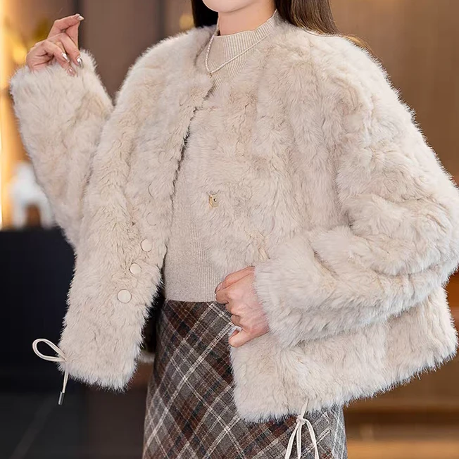 【静姐家】5932欧货加厚小个子女2025新款秋冬毛短款外套
