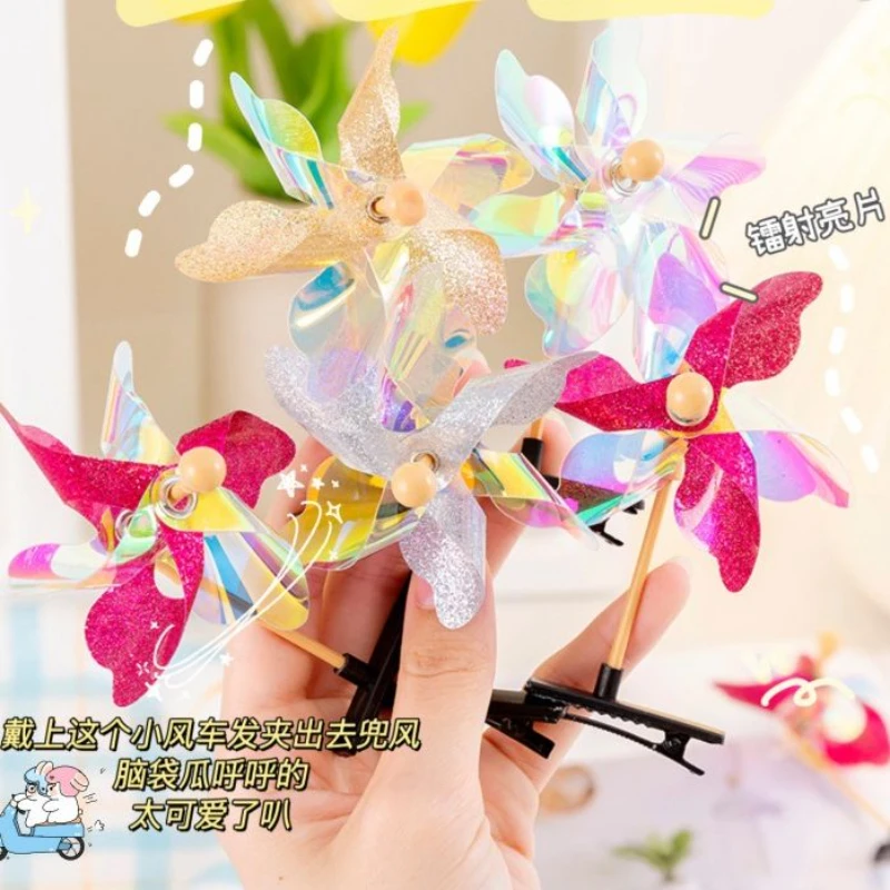 可爱风车发夹韩版发饰品旋转小风车头饰小女孩发卡厂家