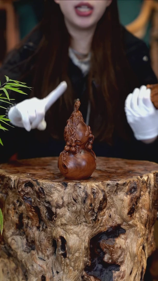 木雷击枣木葫芦摆件