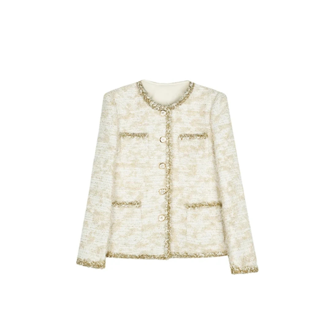 【张张定制】2025冬季新款显瘦重工高级金丝小香风上衣外套3119