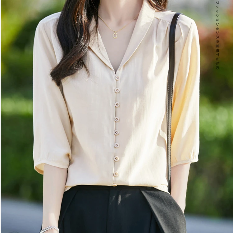 夏季时尚气质短款设计感小众短袖衬衫女棉ZW-523