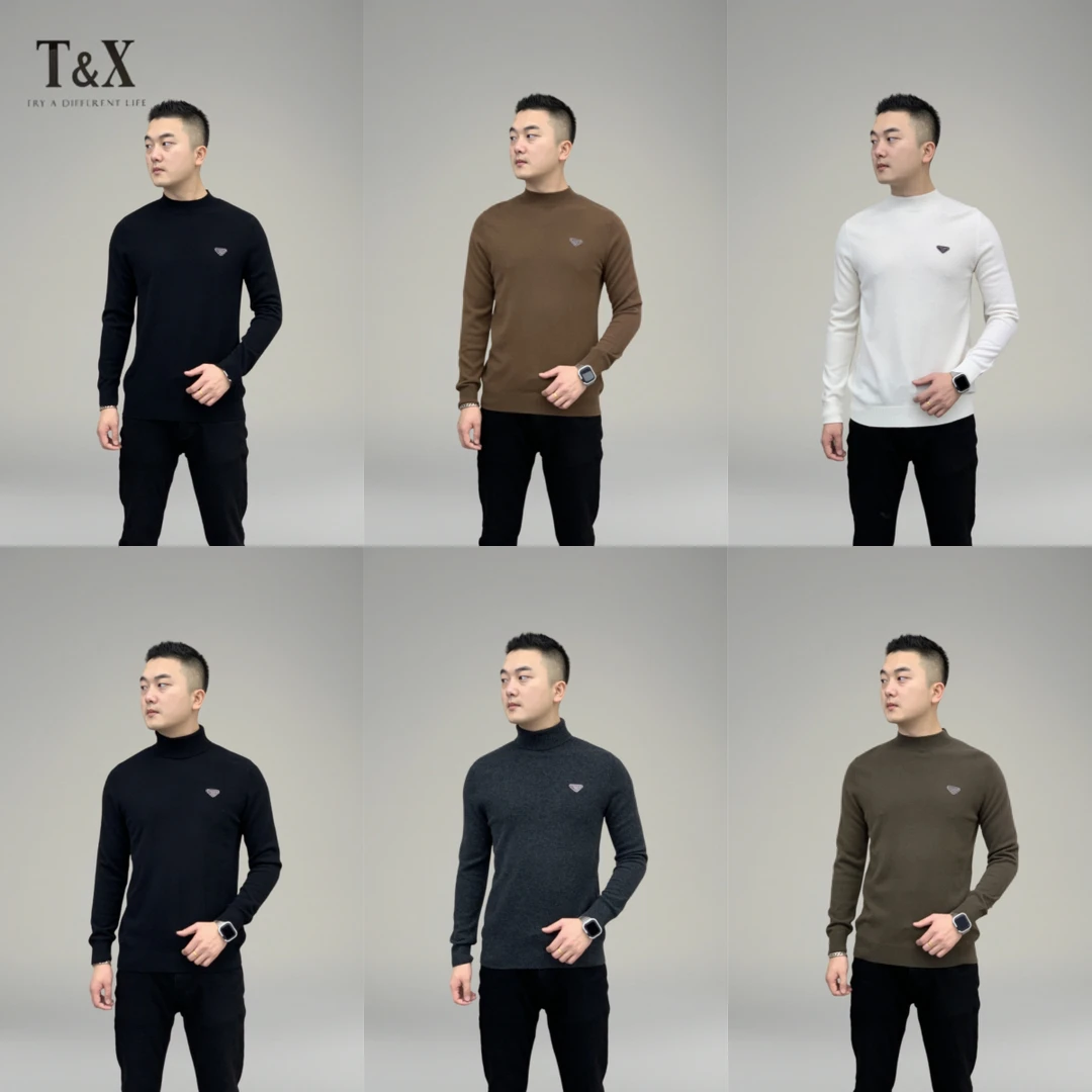 T&X/梯形新款男士多色显瘦休闲百搭中领/高领打底羊毛衫（0094）