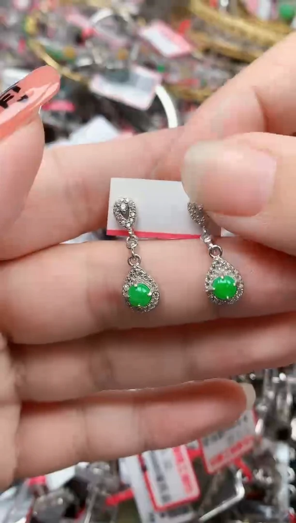 银S925镶嵌戒指翡翠天然A货缅甸翡翠