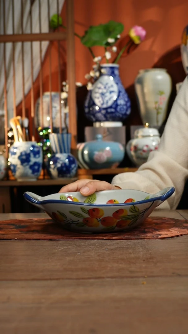 现代高温釉下彩手绘陶瓷餐具