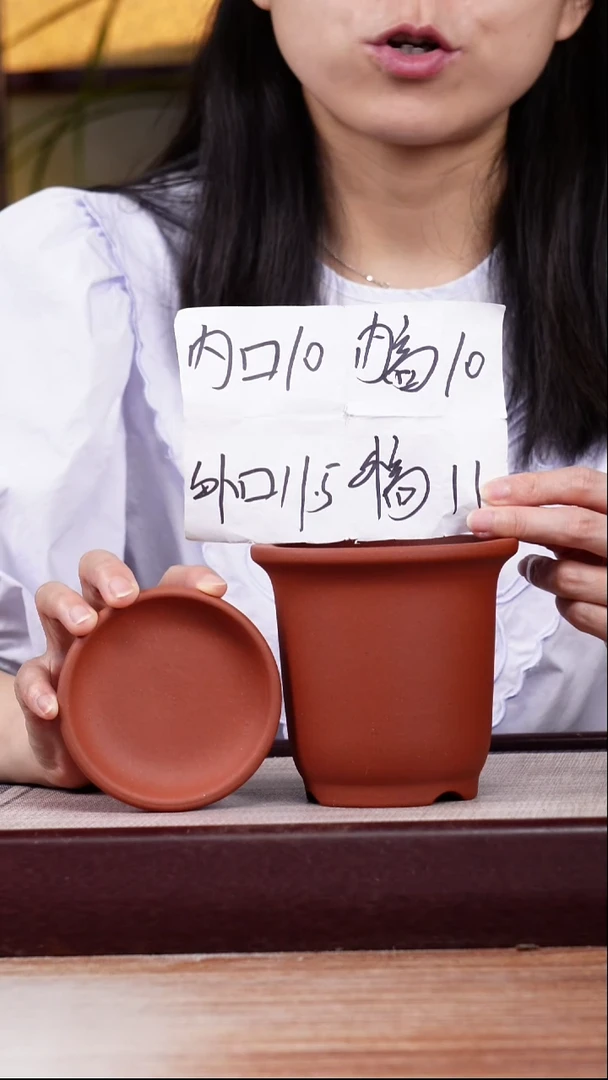 紫砂花盆新款清水泥素面迷你小金钟一只带托