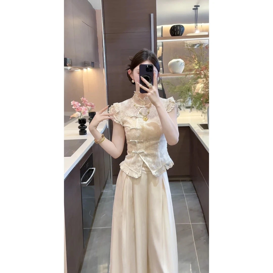 【花季】2025新款夏季新中式国风禅意别致精致上衣高腰显瘦长裤子女