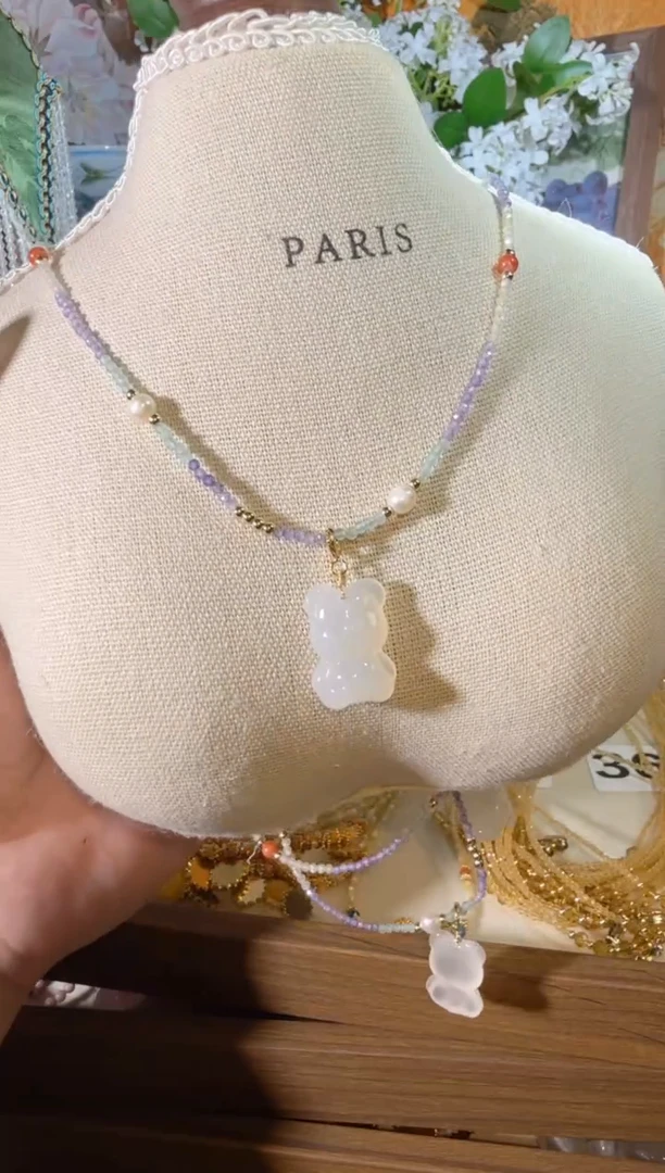 项链合金紫晶041 小熊