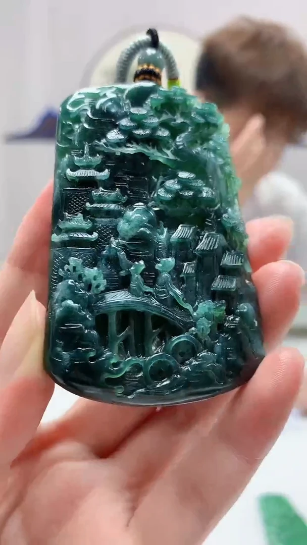【闪购商品】定制翡翠未镶嵌4868zm-毛货挂件12山水