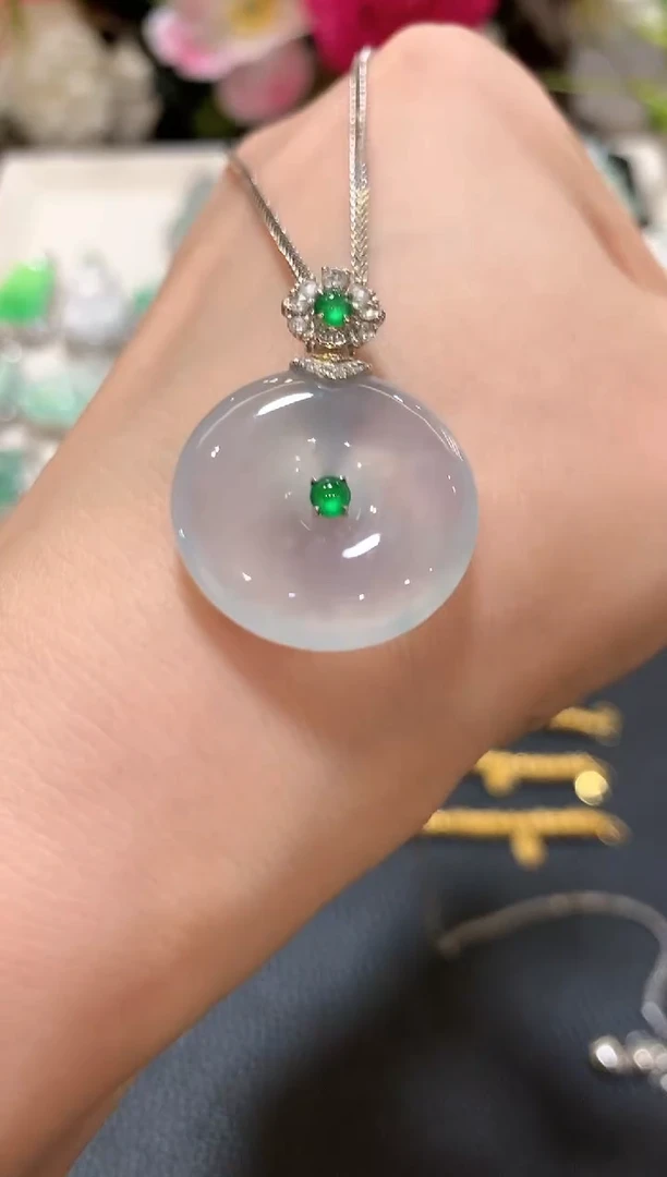 吊坠(不含链)18K金镶嵌翡翠n16