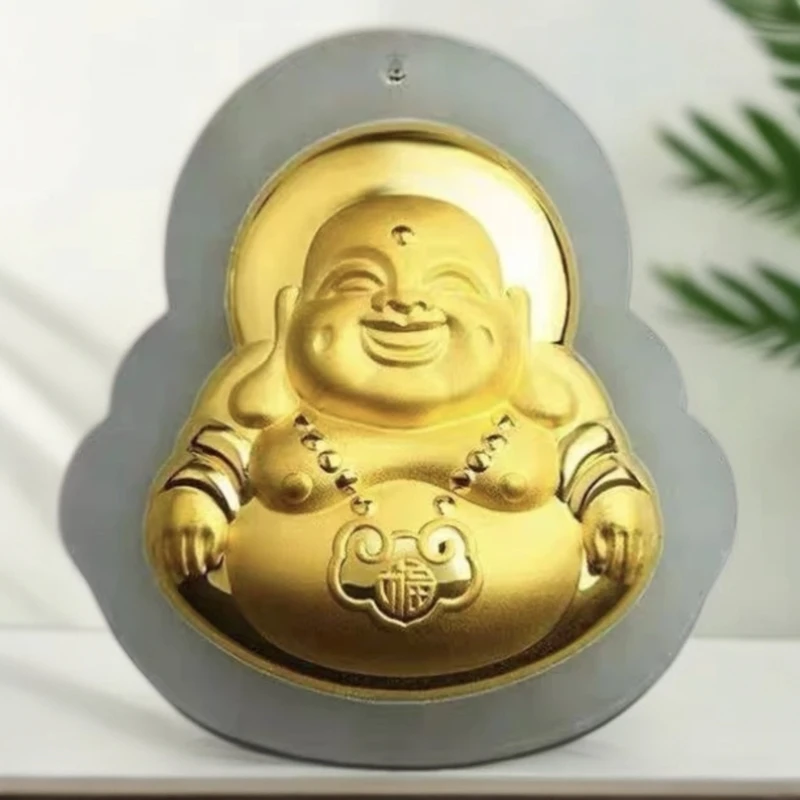【惠惠甄选】足金镶嵌和田玉佛公吊坠【赠合金链】【赠礼盒+证书】A020