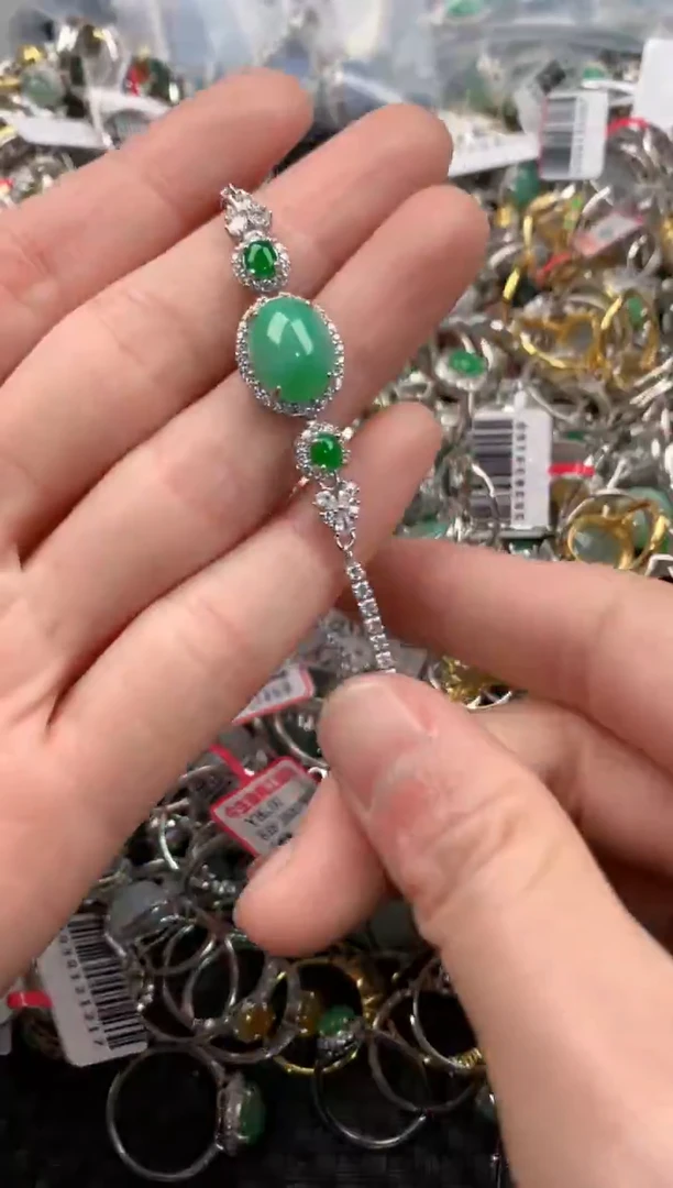 银S925镶嵌戒指翡翠222   5