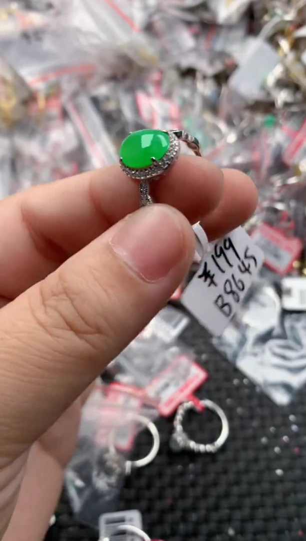 银S925镶嵌戒指翡翠666     3