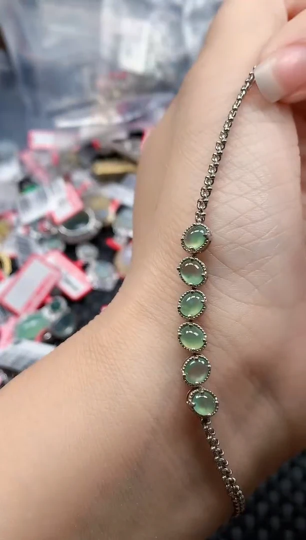 银S925镶嵌戒指翡翠天然A货缅甸翡翠