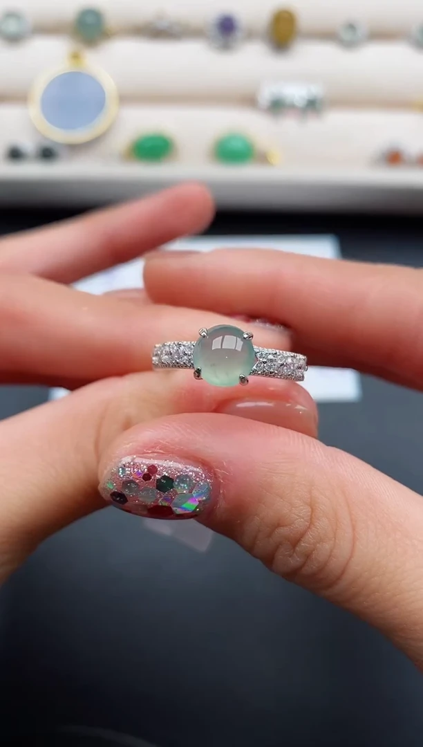 银S925镶嵌戒指翡翠4444444+2