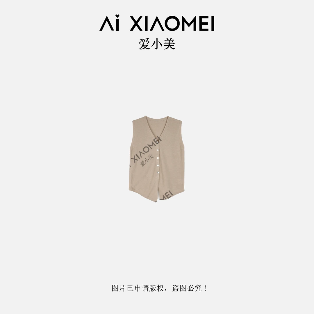 Aixiaomei/爱小美V领无袖简约复古显瘦时尚百搭针织马甲SY-2577